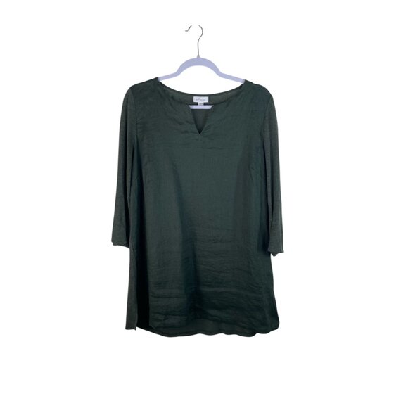 J.Jill Love Linen Womens Green 3/4 Sleeve Tunic Top Size M - Picture 1 of 7